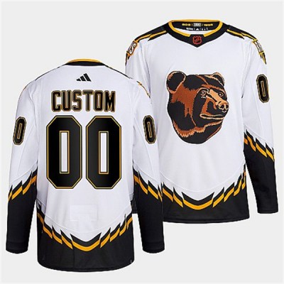 Boston Bruins Custom Men's adidas Reverse Retro 2.0 Authentic Player Jersey White